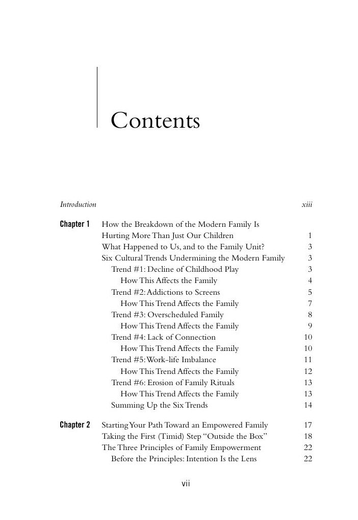 The contents page